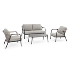 Bizzotto Gartenlounge Miravet Set mit 2-Sitzer Sofa, zwei Sesseln und Couchtisch in Grau