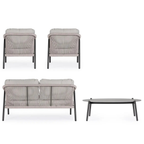 Gartenlounge Miravet von Bizzotto - moderne Outdoor-Sitzgruppe mit 2 Sesseln, 3er Sofa und Tisch