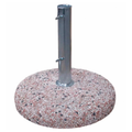 Runder Beton-Sonnenschirmständer mit Kieselstein-Mosaik und Edelstahlrohr, Freisteller