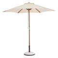 Sonnenschirm Syros rund 250 cm beige mit Holzmast und Schirmständer, Freisteller