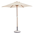 Sonnenschirm Syros rund 250 cm beige mit Holzmast und Schirmständer, Freisteller