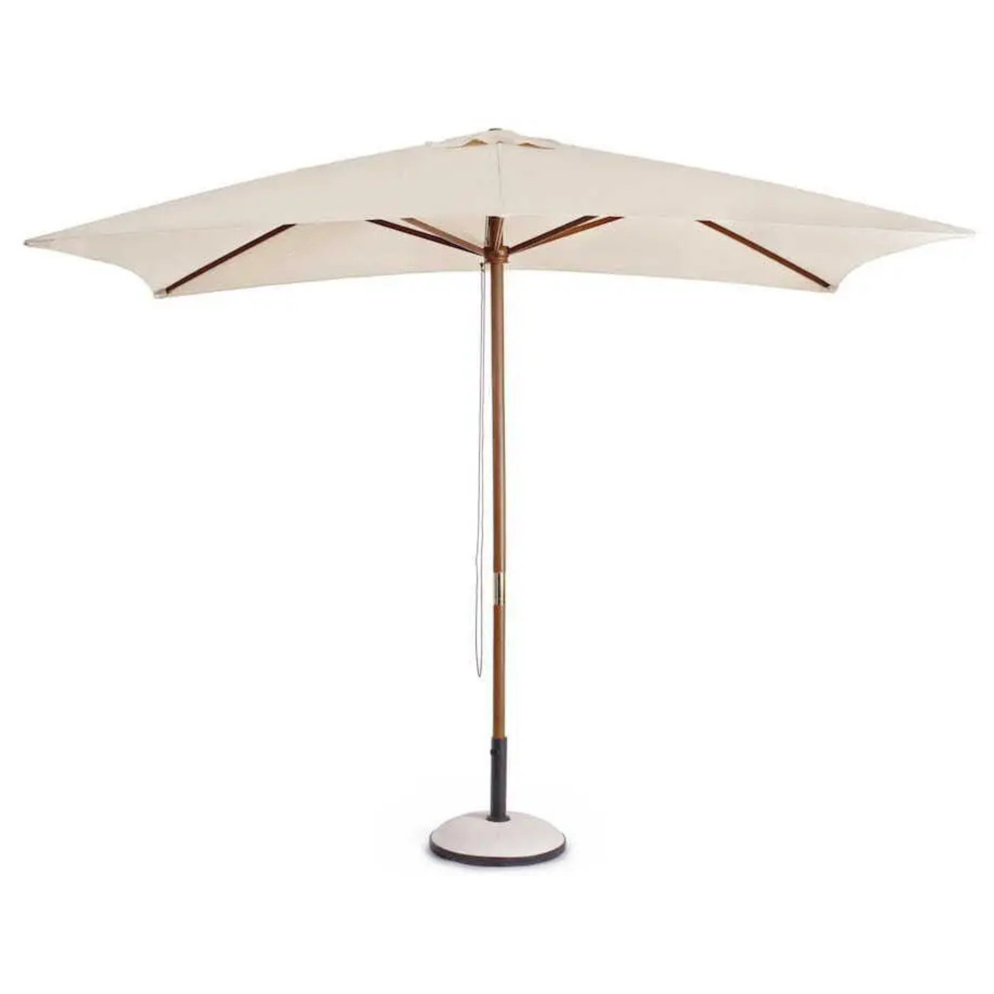 Sonnenschirm Syros rechteckig 200x300 cm beige mit Holzmast und Ständer, Freisteller