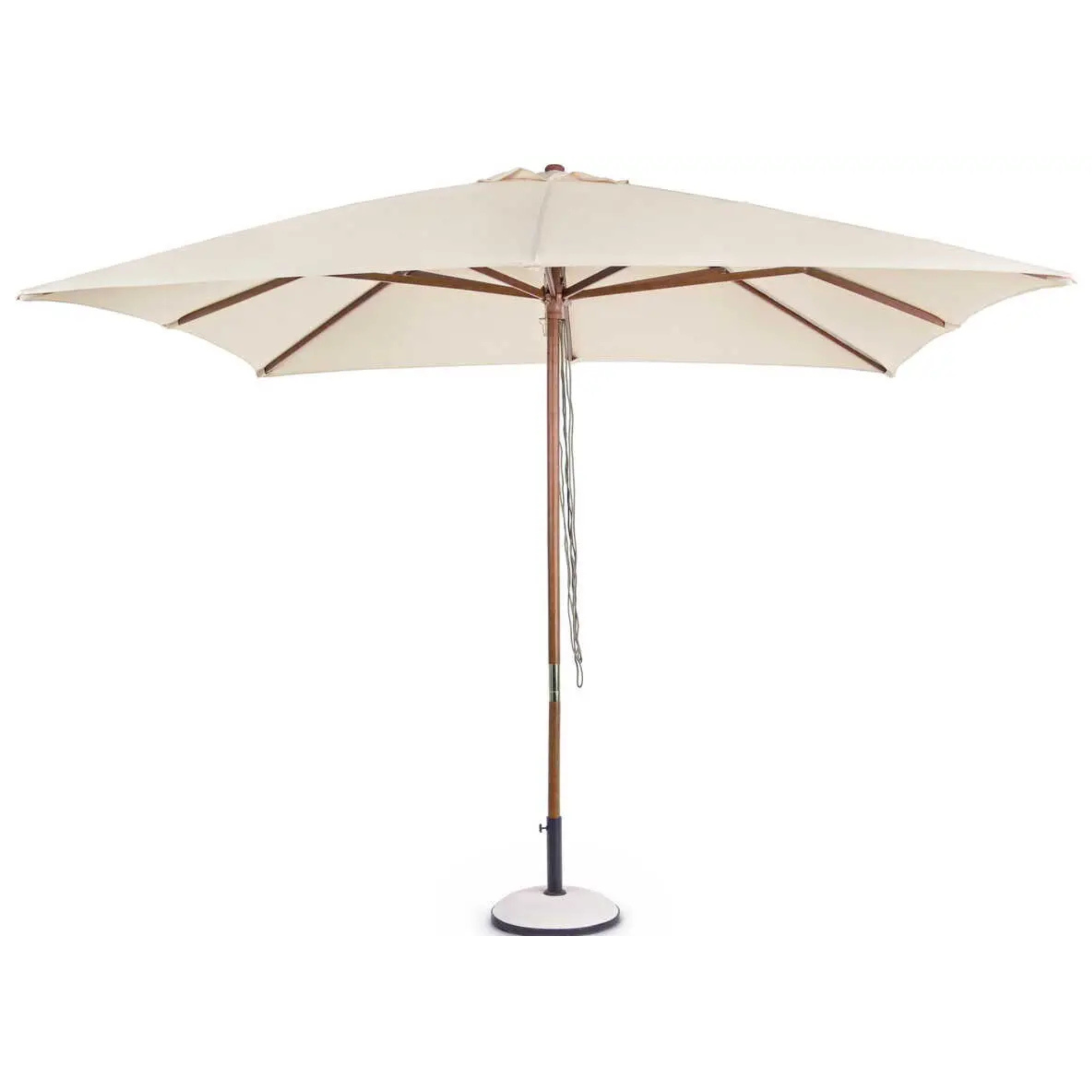 Sonnenschirm Syros quadratisch 300x300 cm beige mit Holzmast und Ständer, Freisteller