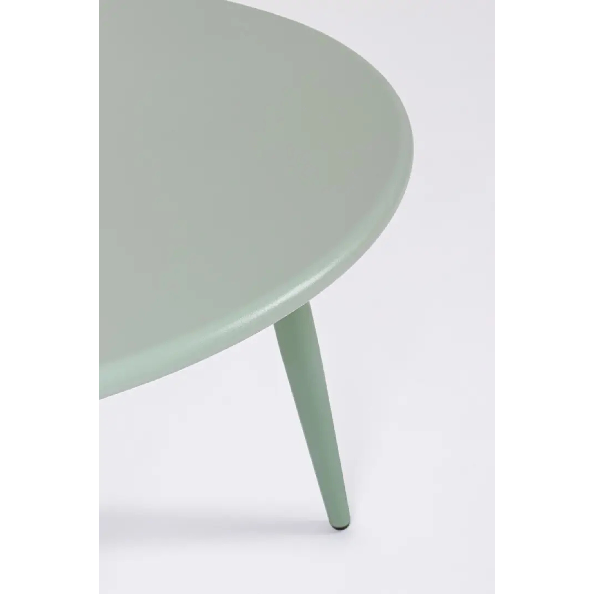 Bizzotto Lounge Nixie Couchtisch Salbeigruen rund Detailansicht Tischplatte und Beine