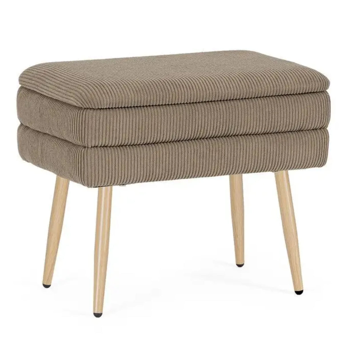 Bizzotto Einzelbank Olga mit Rippenstoff in Beige und Holzbeinen - modernes Sitzmöbel.