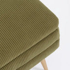 Bizzotto Sitzbank Olga in Taupe mit Rippen-Stoff und Holzbeinen, modernes Design.