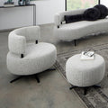 Ponsel Drehsessel Grau mit passendem Hocker und Sofa in Bouclé-Stoff, modernes Wohnzimmer-Set