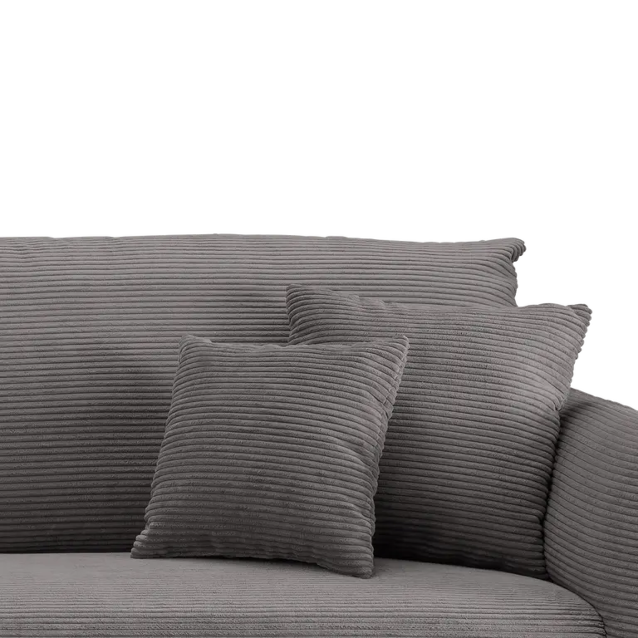 Ensemble canapé d'angle confortable en velours côtelé gris