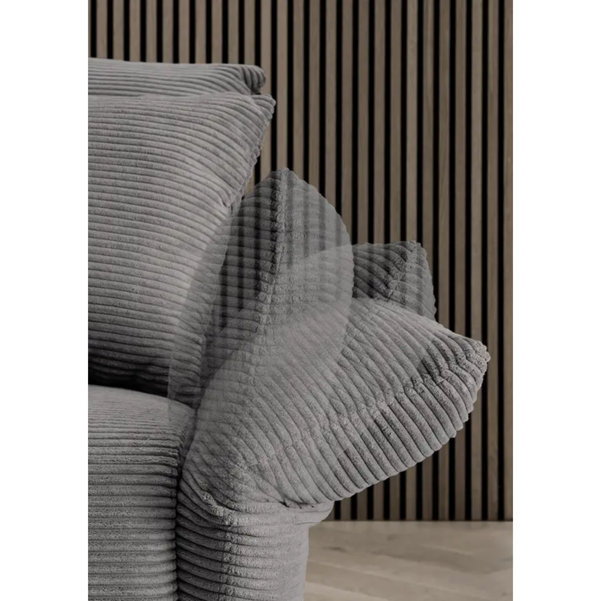 Ensemble canapé d'angle confortable en velours côtelé gris