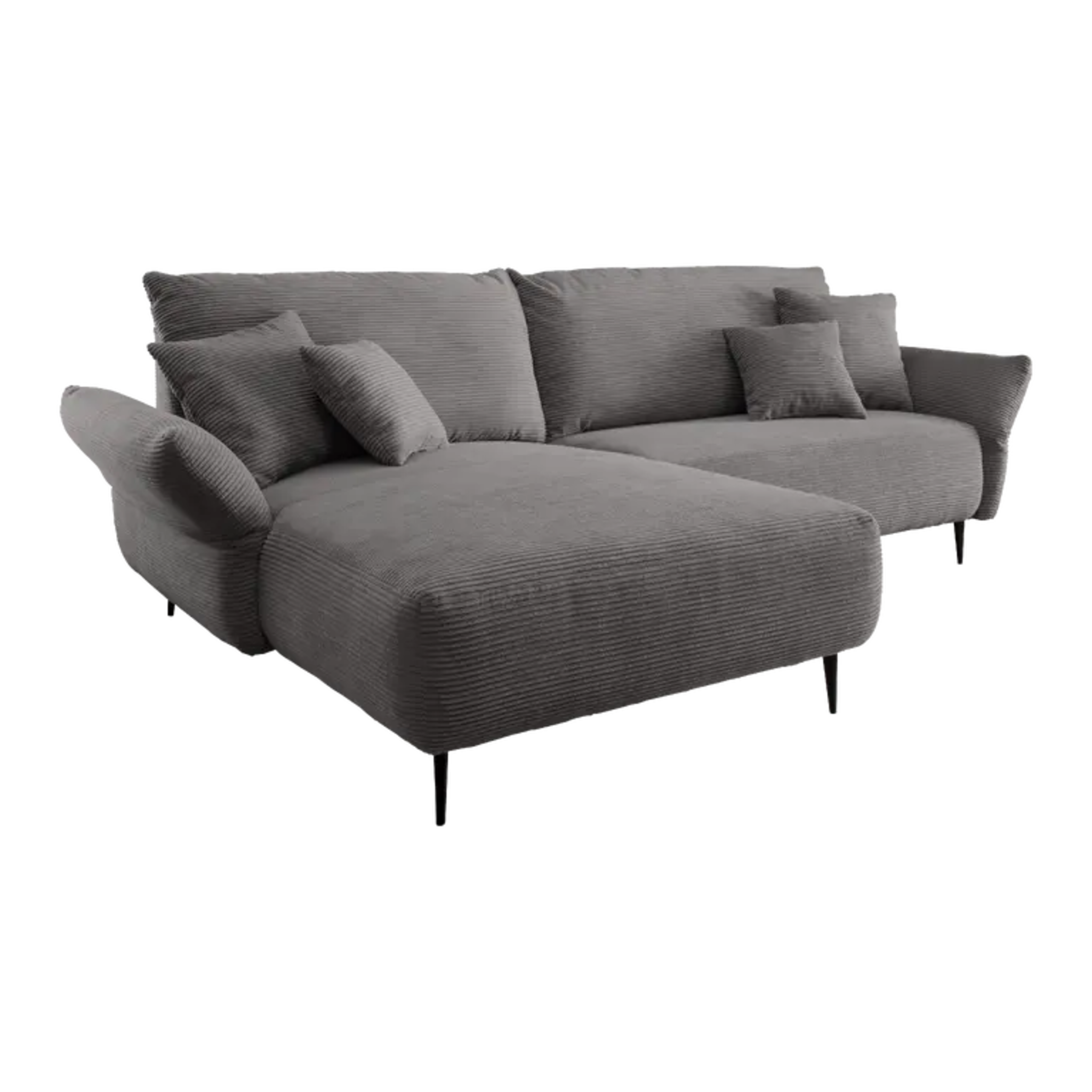 Ensemble canapé d'angle confortable en velours côtelé gris