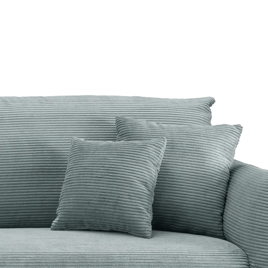 Ensemble canapé d'angle confortable en velours côtelé turquoise