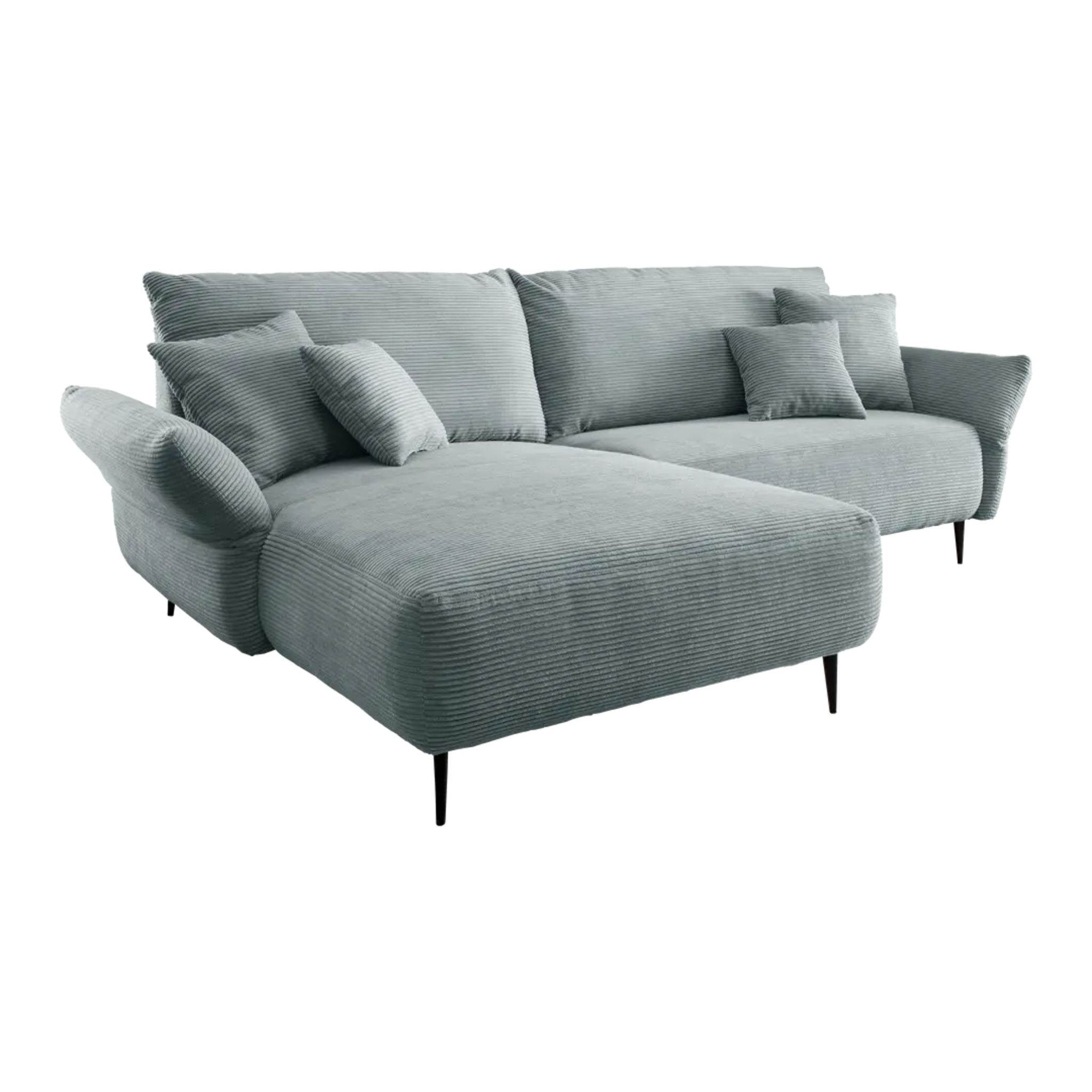 Ensemble canapé d'angle confortable en velours côtelé turquoise