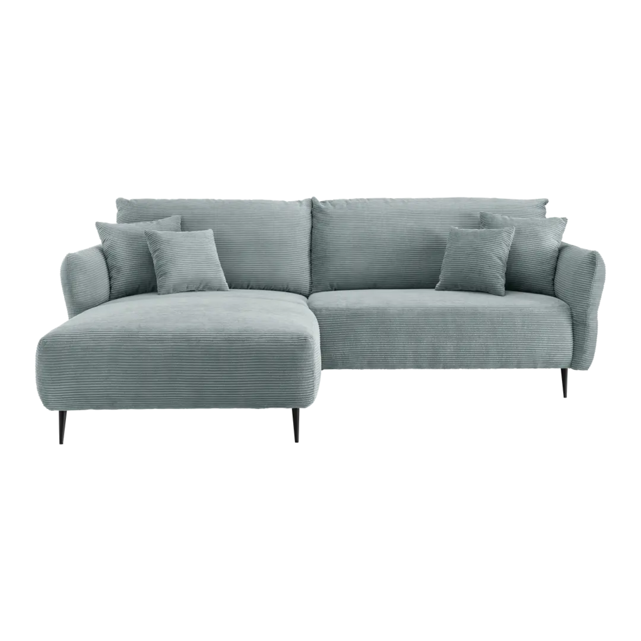 Moderne Polstergruppe Vanilla in Aqua - L-Form Sofa mit Chaiselongue und Kissen