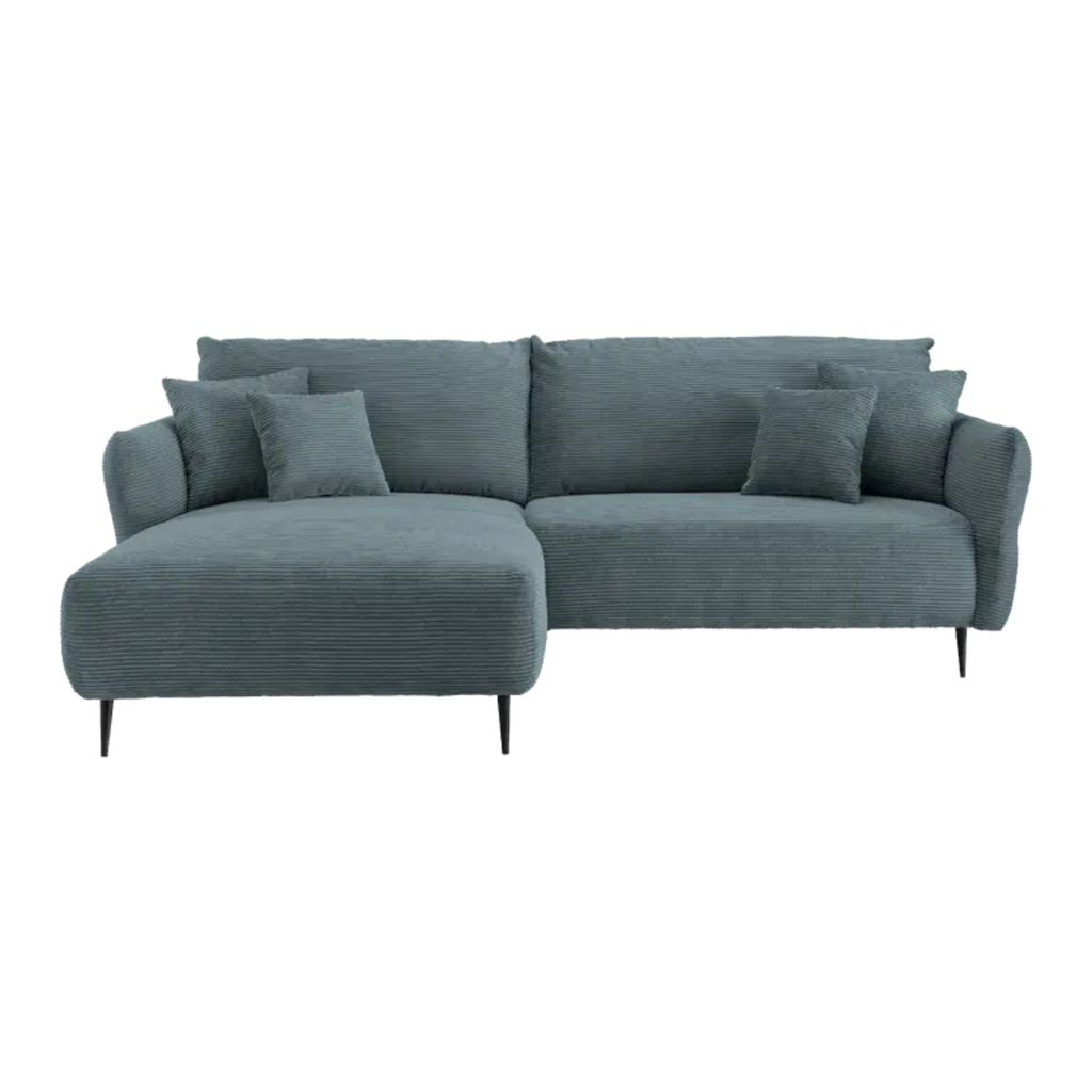 Kuschlige Eckpolstergruppe in Cord petrol