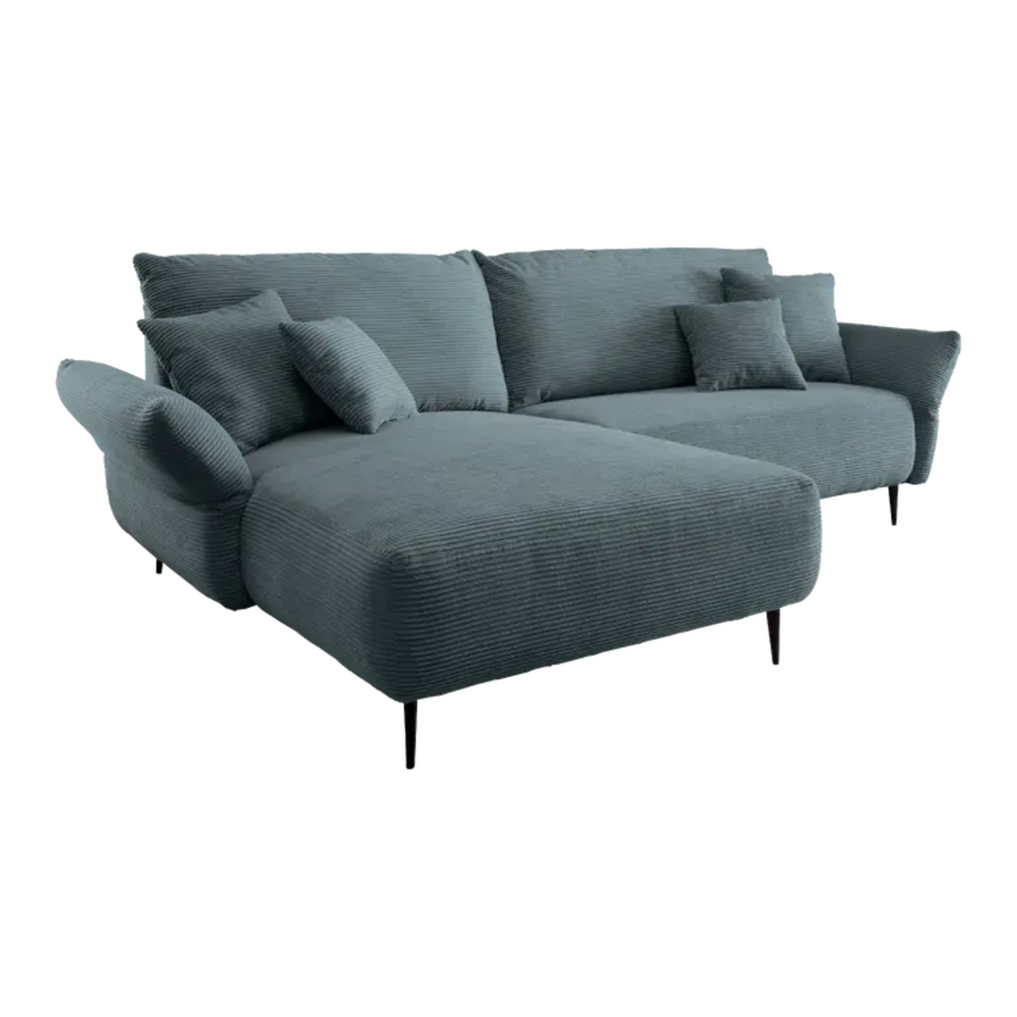 Ensemble canapé d'angle confortable en velours côtelé gris