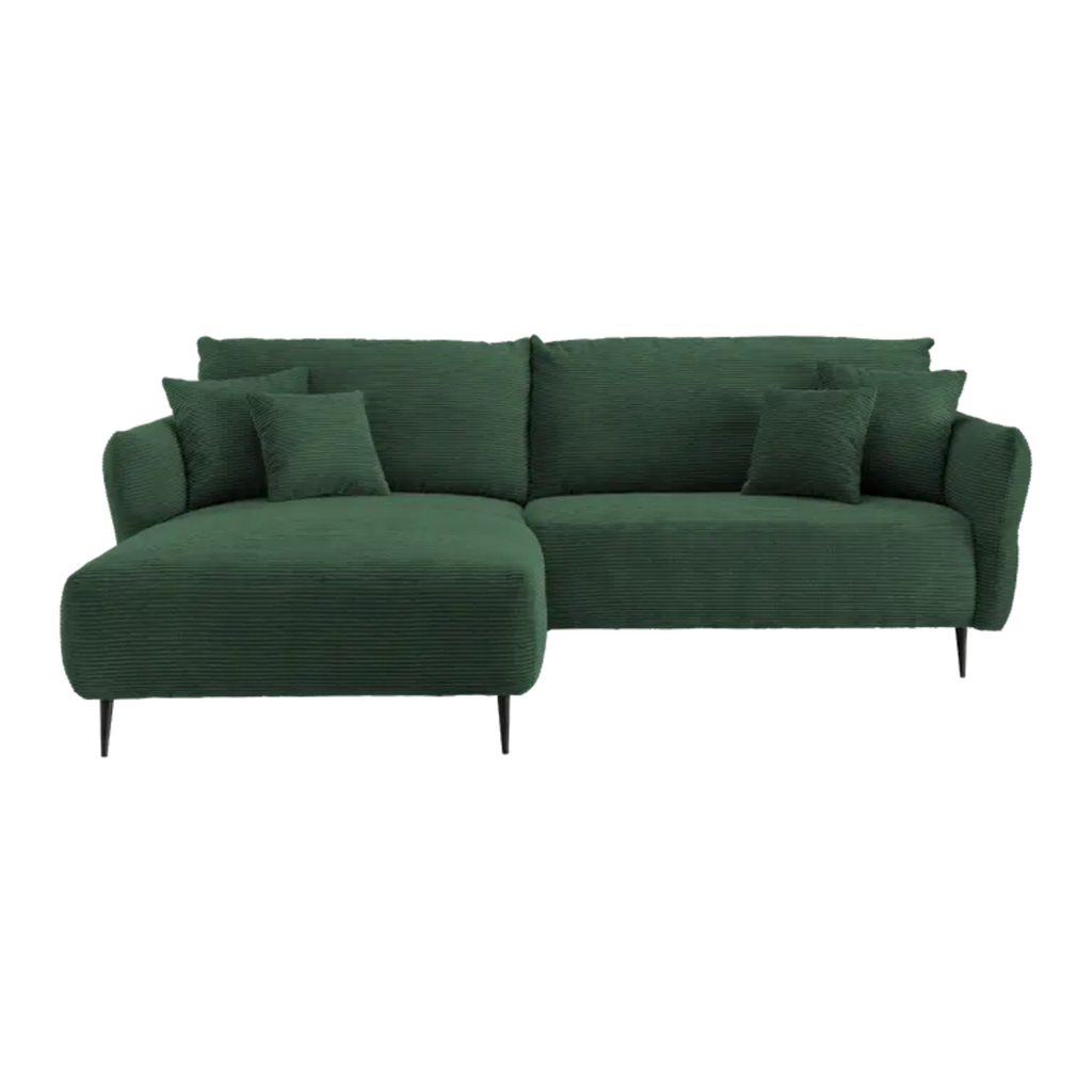 Ensemble canapé d'angle confortable en velours côtelé vert mousse