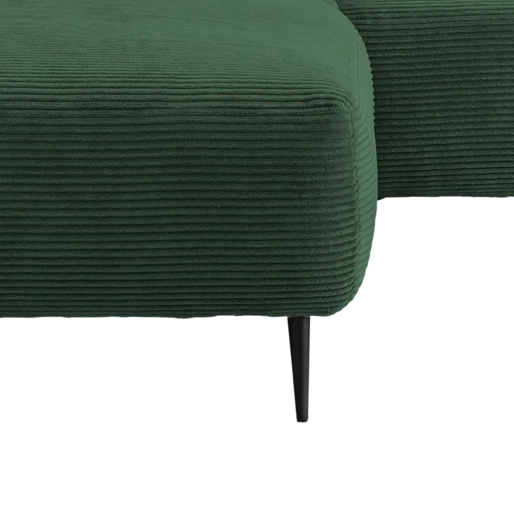 Ensemble canapé d'angle confortable en velours côtelé vert mousse