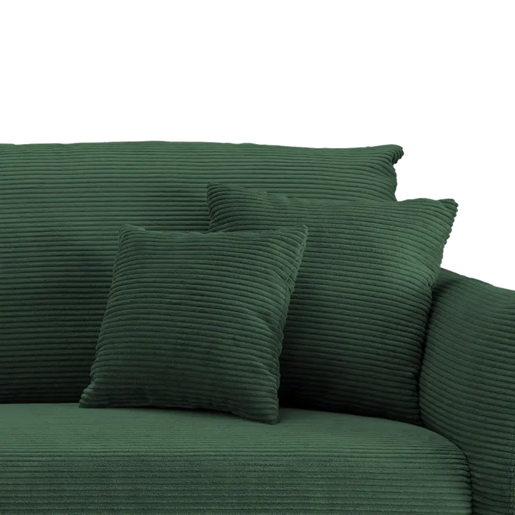 Ensemble canapé d'angle confortable en velours côtelé vert mousse
