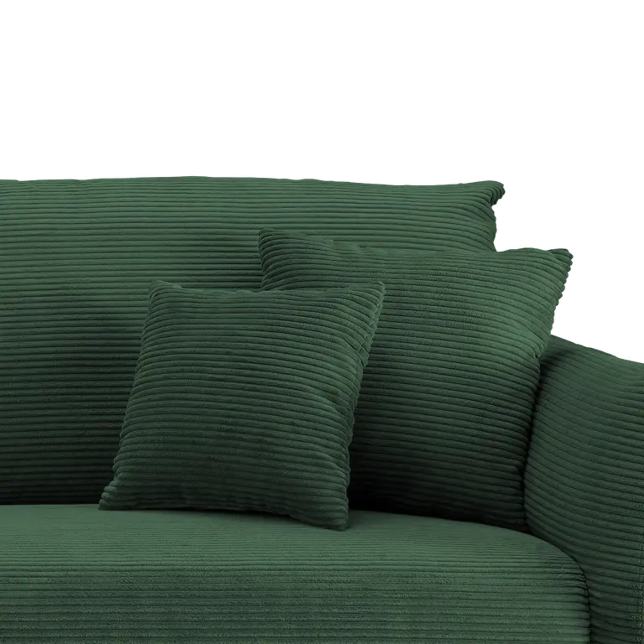 Ensemble canapé d'angle confortable en velours côtelé vert mousse