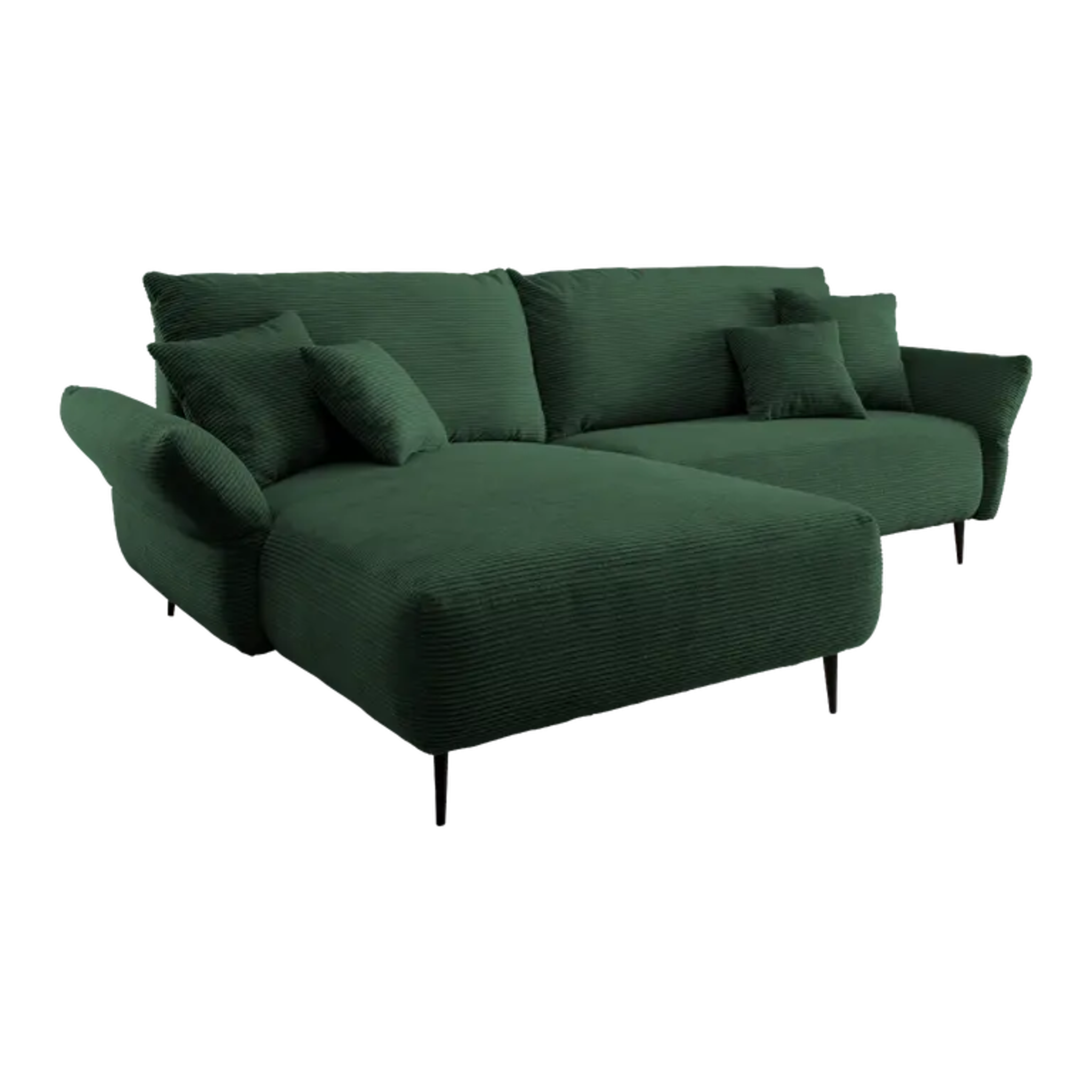 Ensemble canapé d'angle confortable en velours côtelé vert mousse