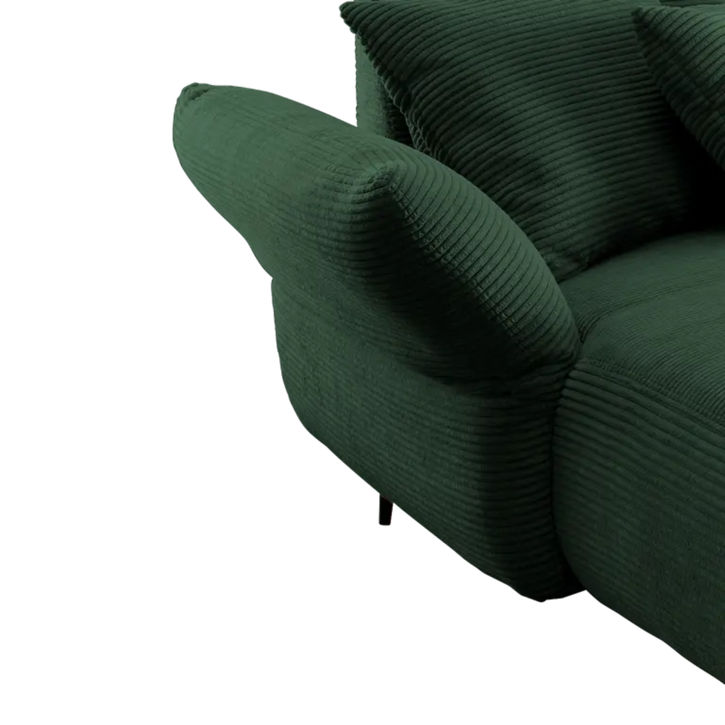 Ensemble canapé d'angle confortable en velours côtelé vert mousse