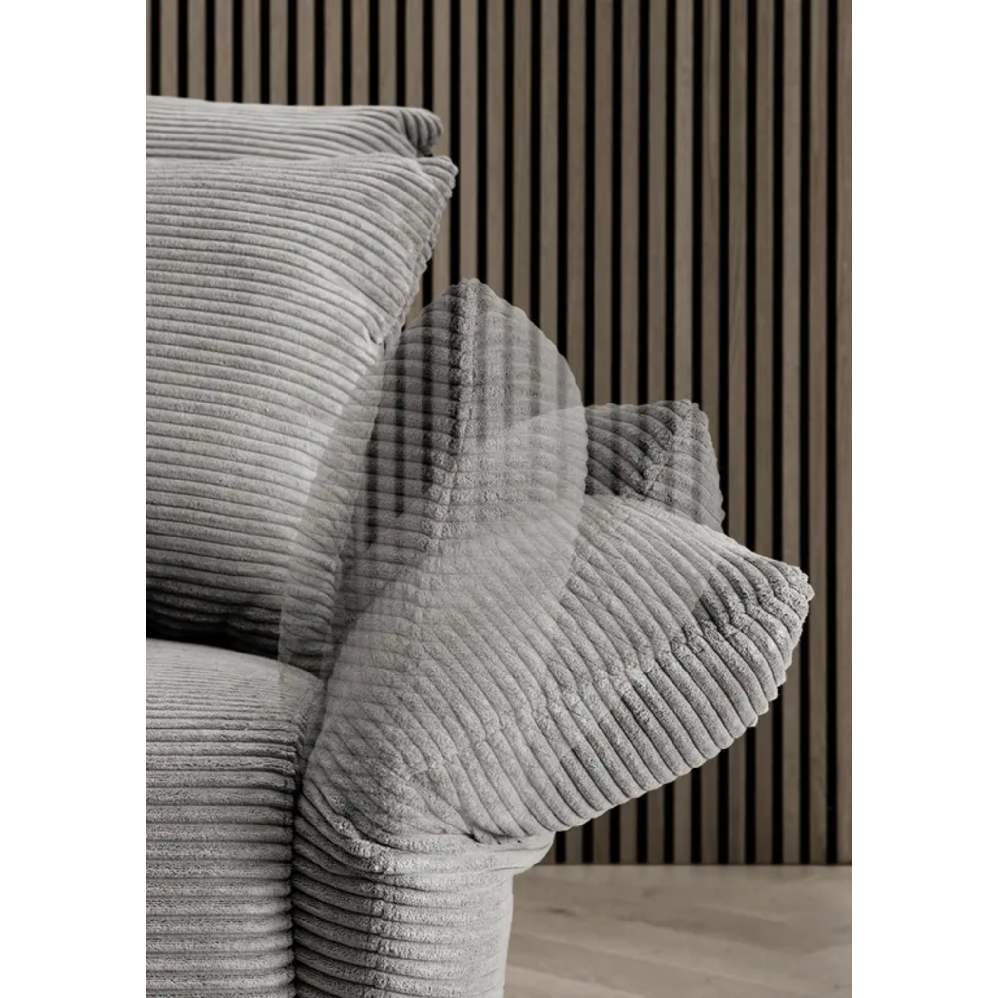 Ensemble canapé d'angle confortable en velours côtelé gris-brun