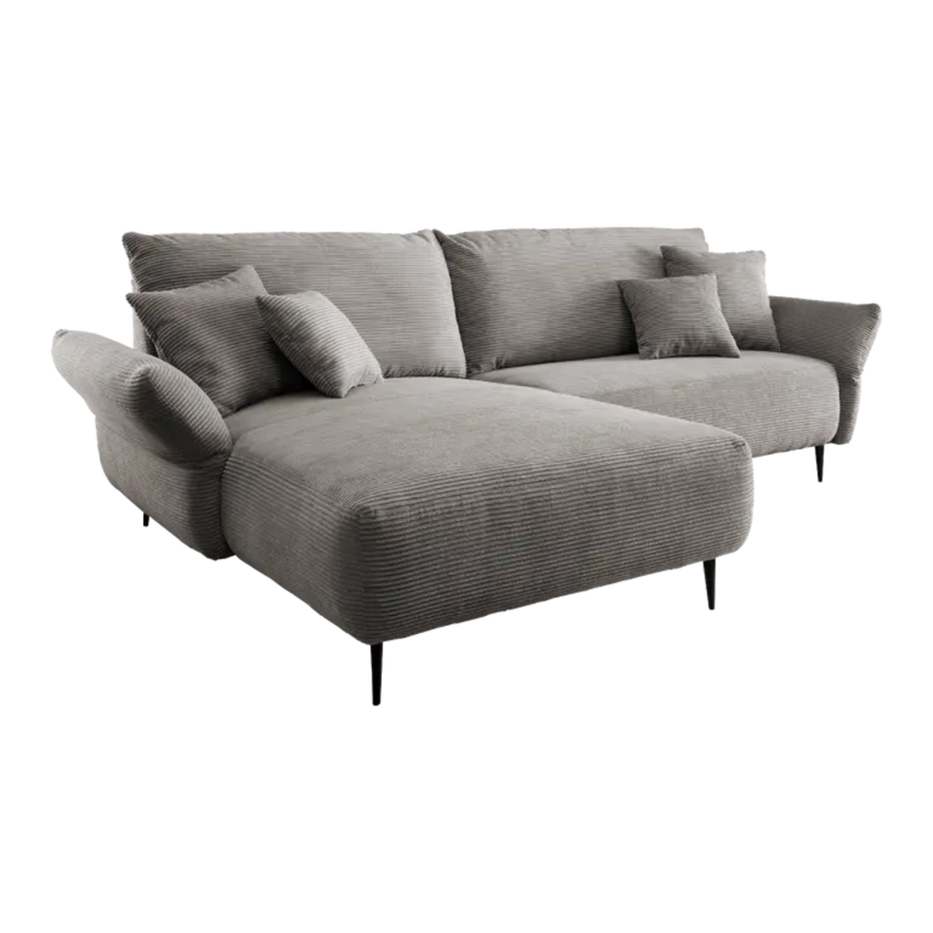 Kuschlige Eckpolstergruppe in Cord graubraun