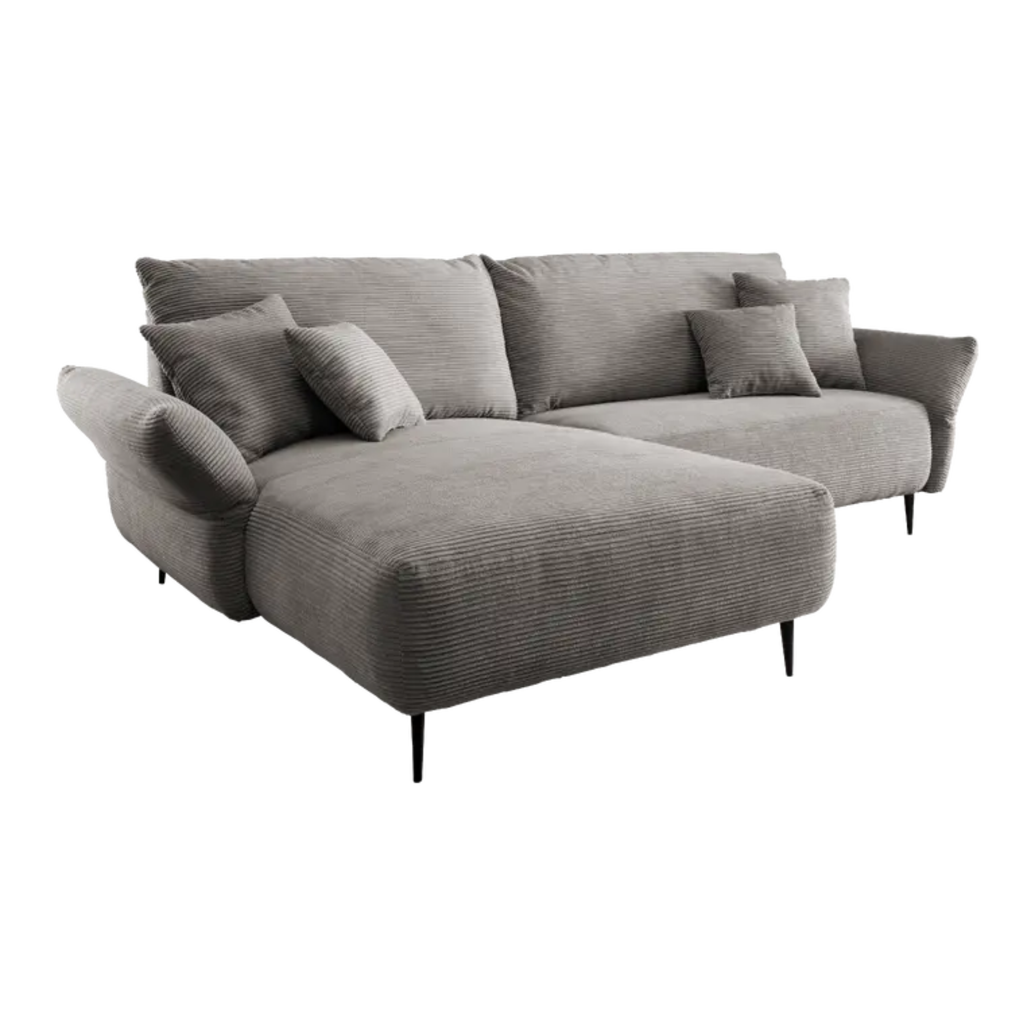 Ensemble canapé d'angle confortable en velours côtelé gris-brun