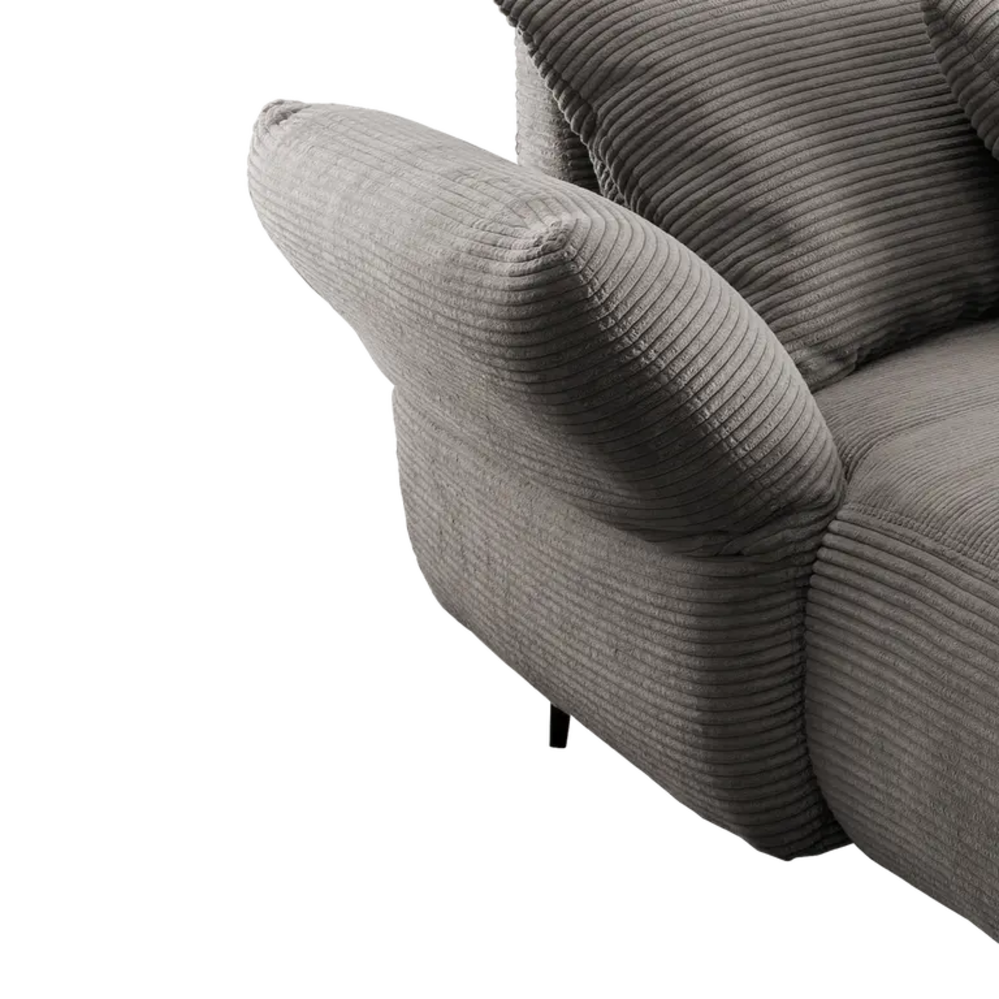 Ensemble canapé d'angle confortable en velours côtelé gris-brun