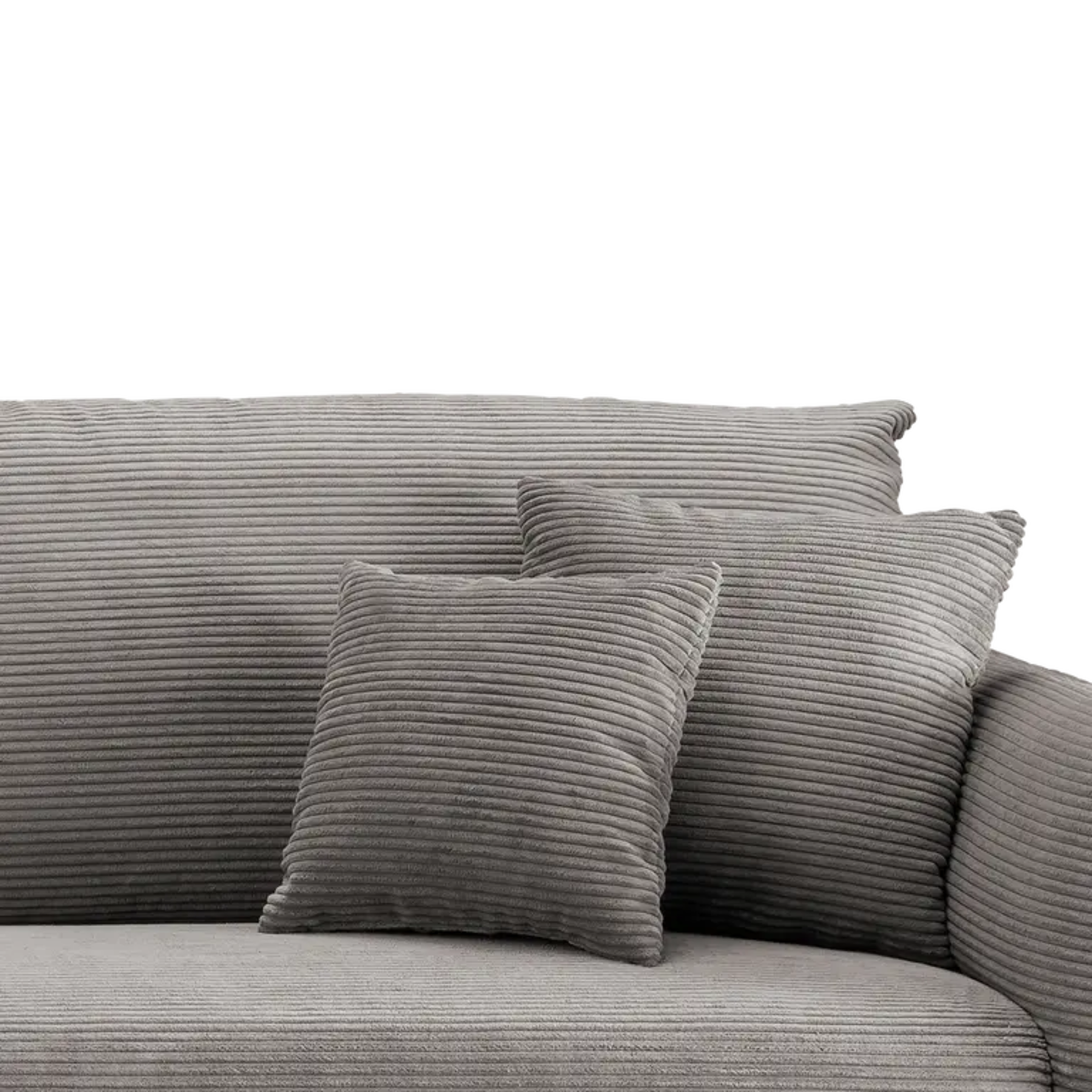 Ensemble canapé d'angle confortable en velours côtelé gris-brun