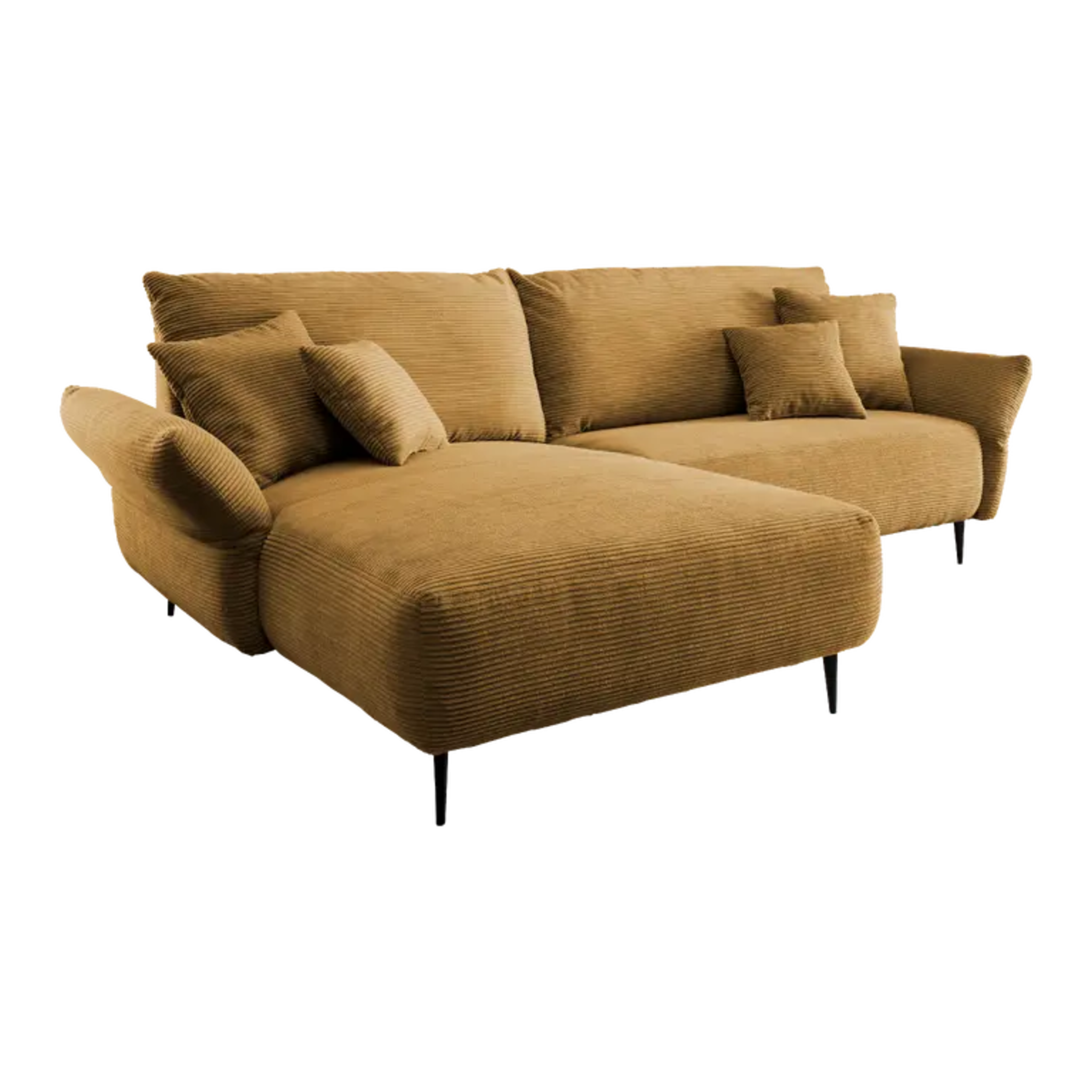 Ensemble canapé d'angle confortable en velours côtelé doré