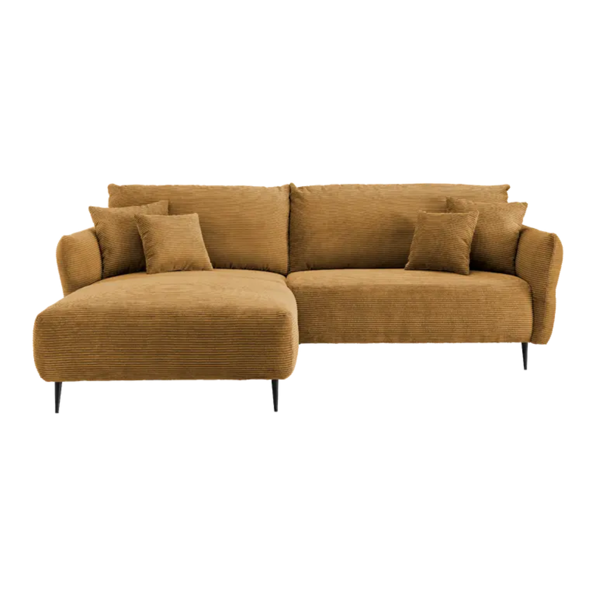 Benformato Polstergruppe Vanilla in Gold - Moderne Eckgarnitur mit Chaiselongue und Kissen