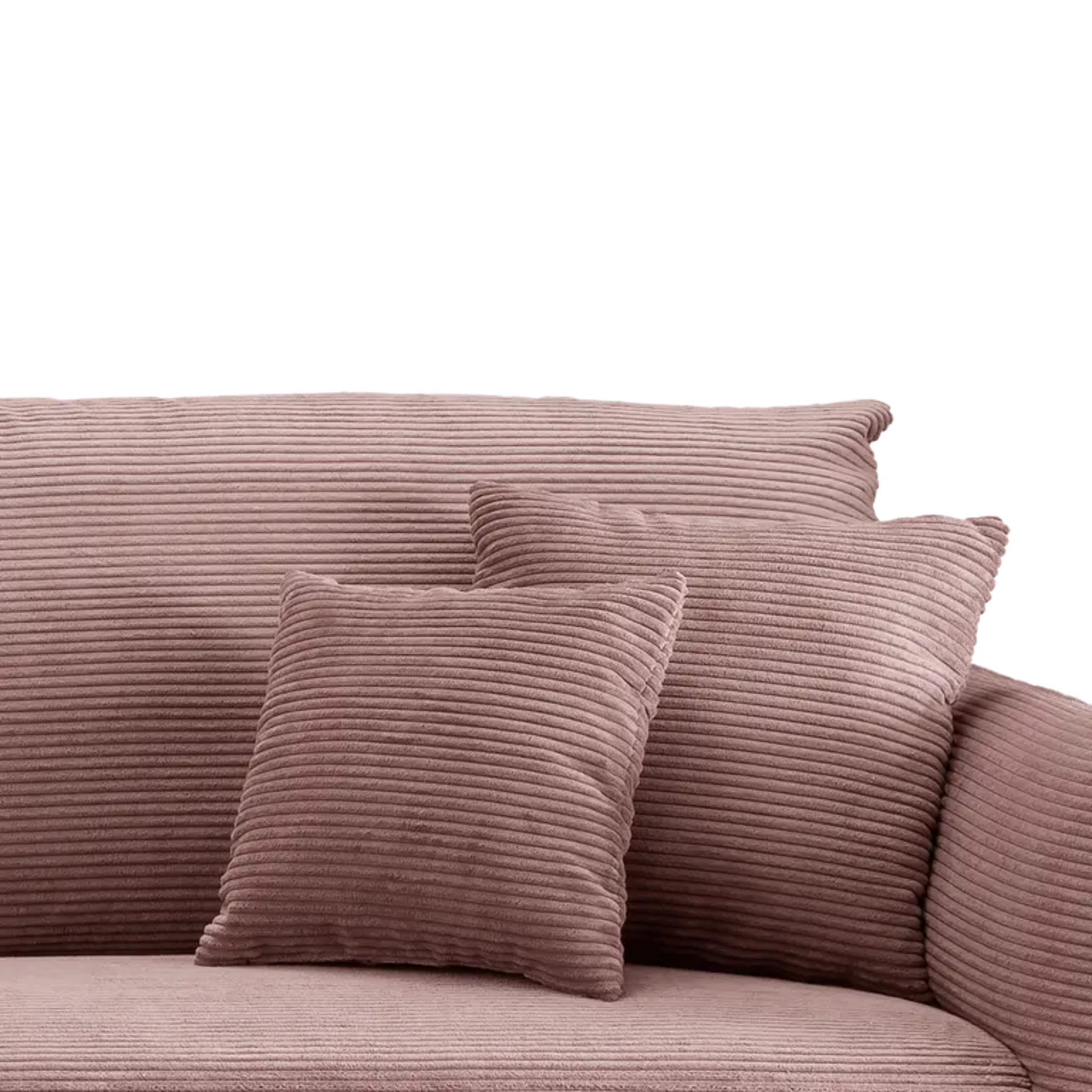 Ensemble canapé d'angle confortable en velours côtelé rose