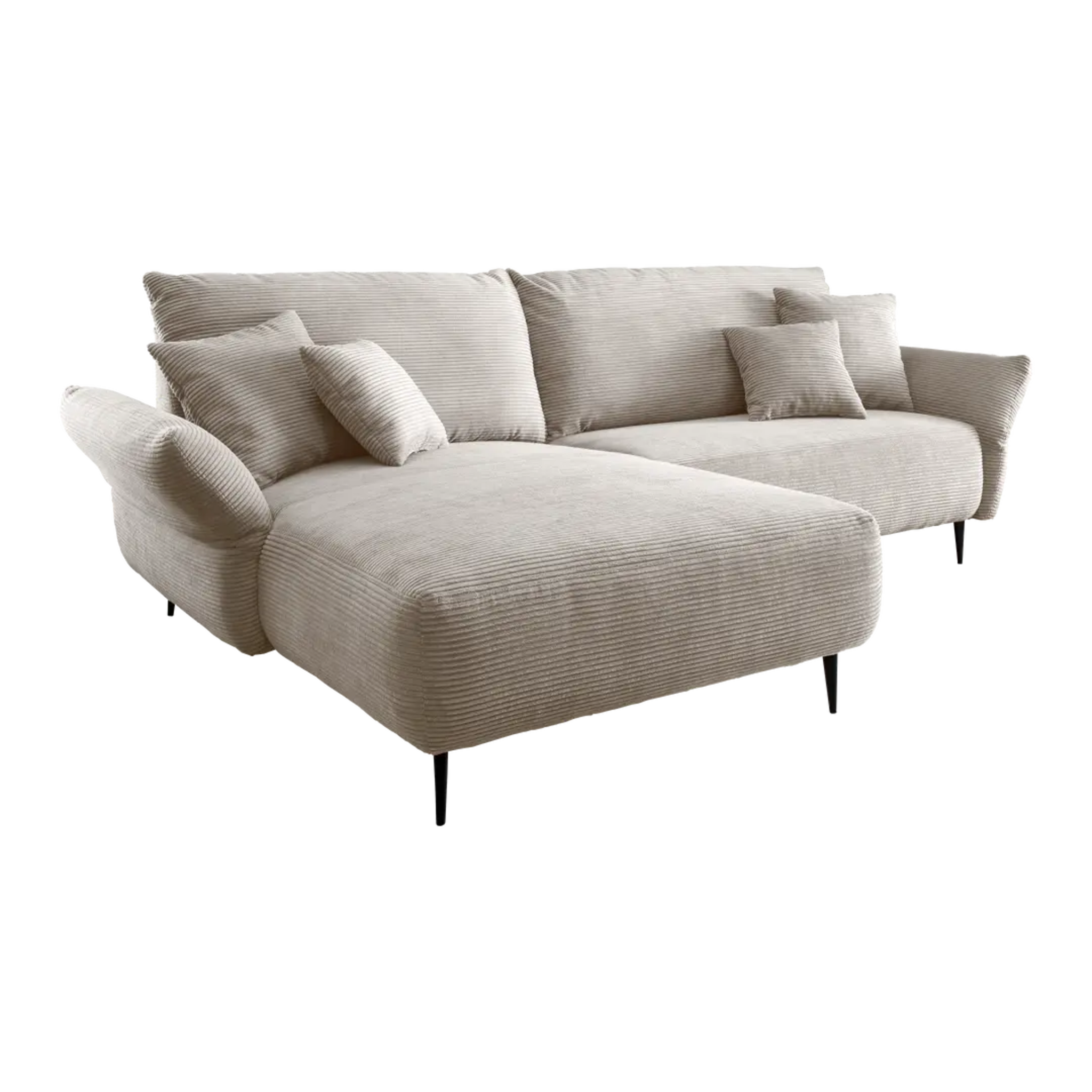 Ensemble canapé d'angle confortable en velours côtelé gris