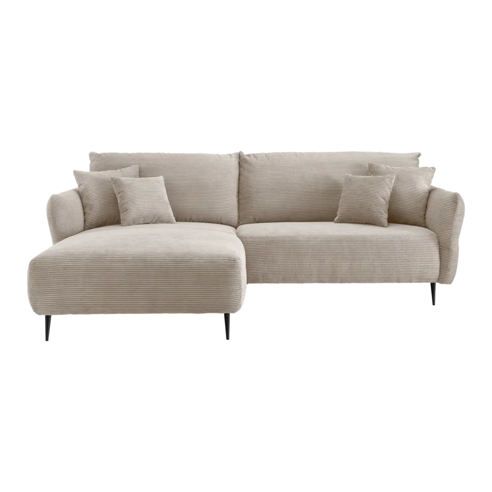 Benformato Polstergruppe Vanilla Beige - moderne Eckcouch mit Chaiselongue und Metallfüßen