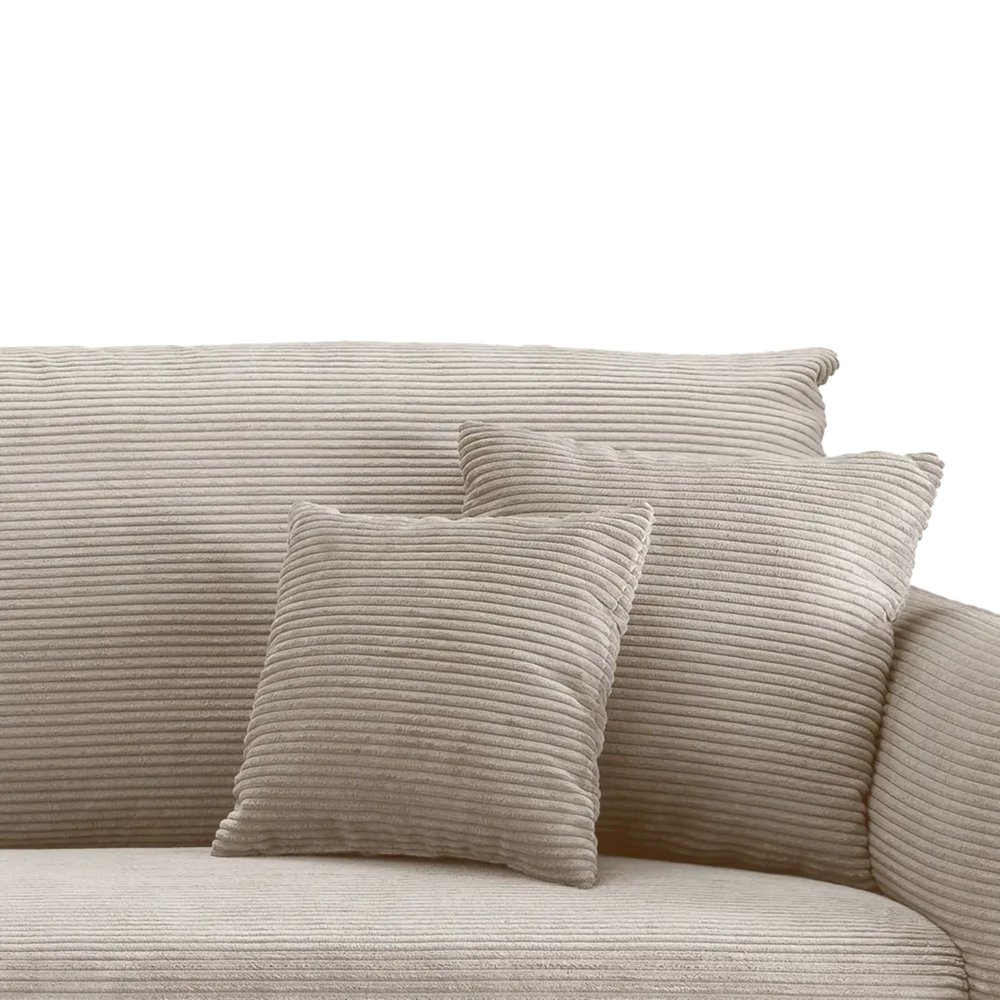 Ensemble canapé d'angle confortable en velours côtelé beige