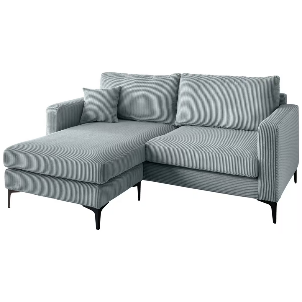 Canapé d'angle Eliza en velours côtelé bleu turquoise