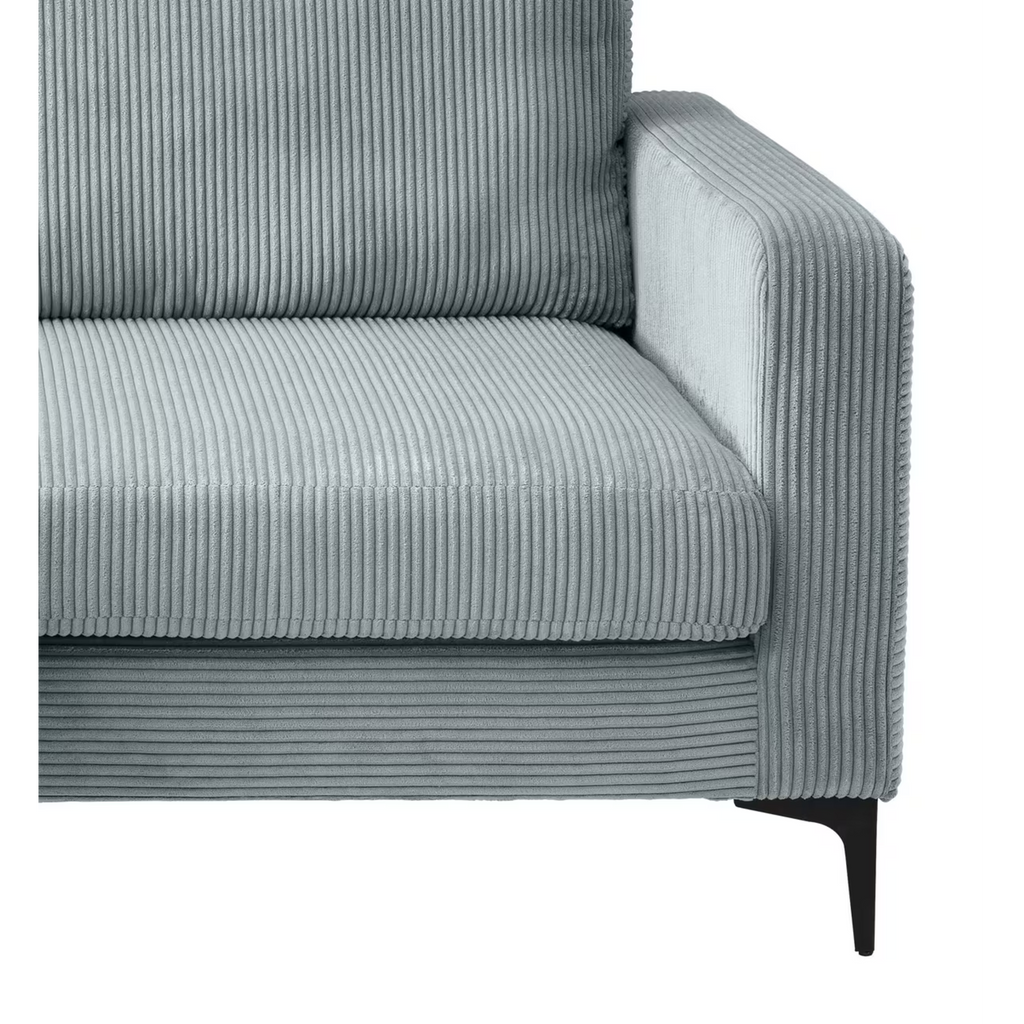 Canapé d'angle Eliza en velours côtelé bleu turquoise