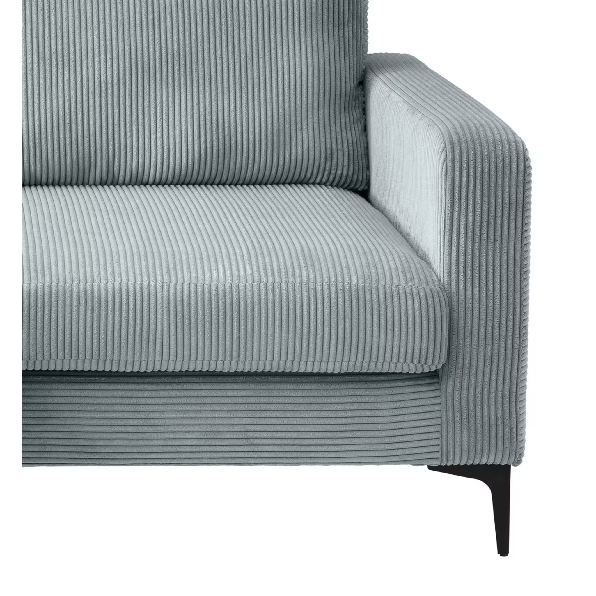 Canapé d'angle Eliza en velours côtelé bleu turquoise