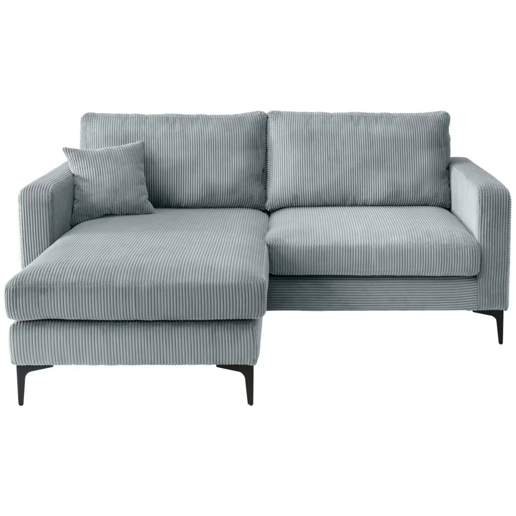 Canapé d'angle Eliza en velours côtelé bleu turquoise