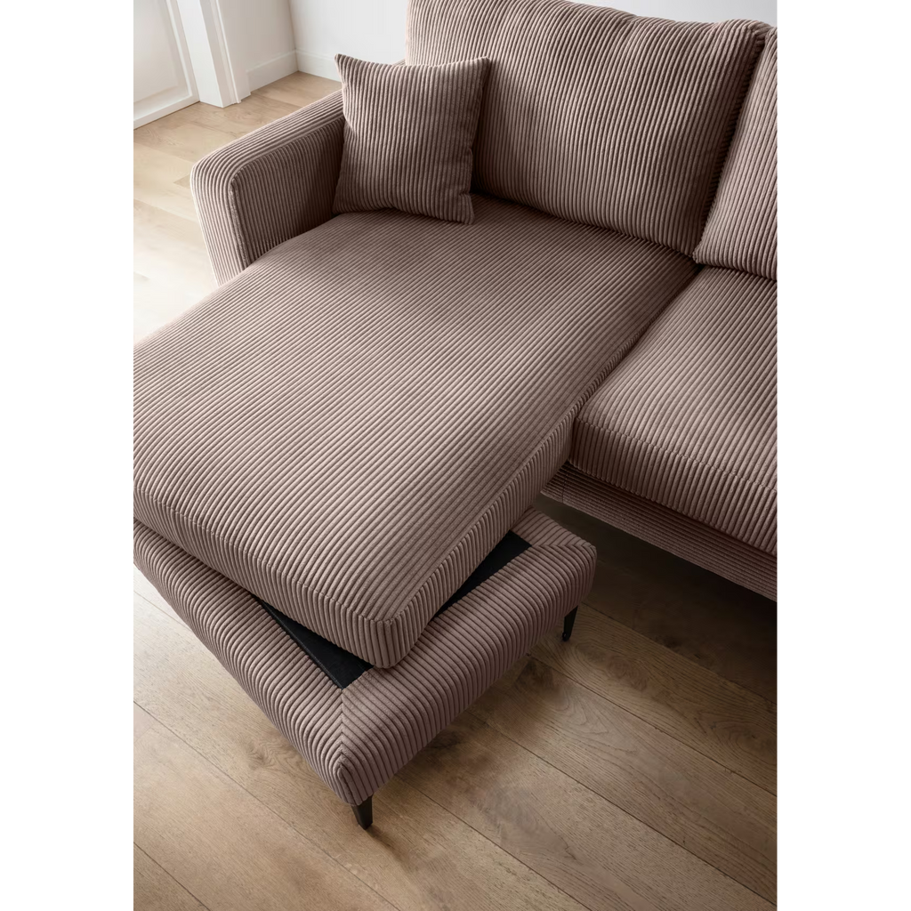 Ecksofa Eliza in Cord grau-braun