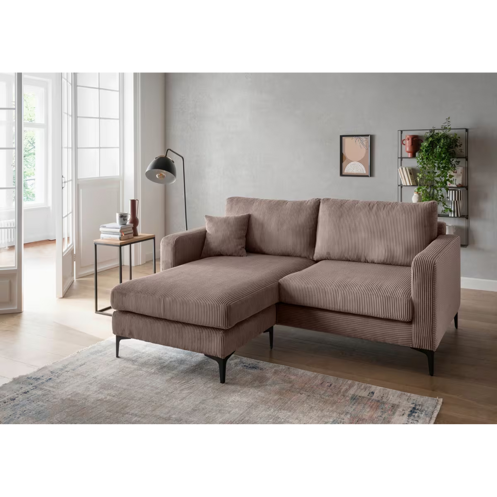 Ecksofa Eliza in Cord grau-braun