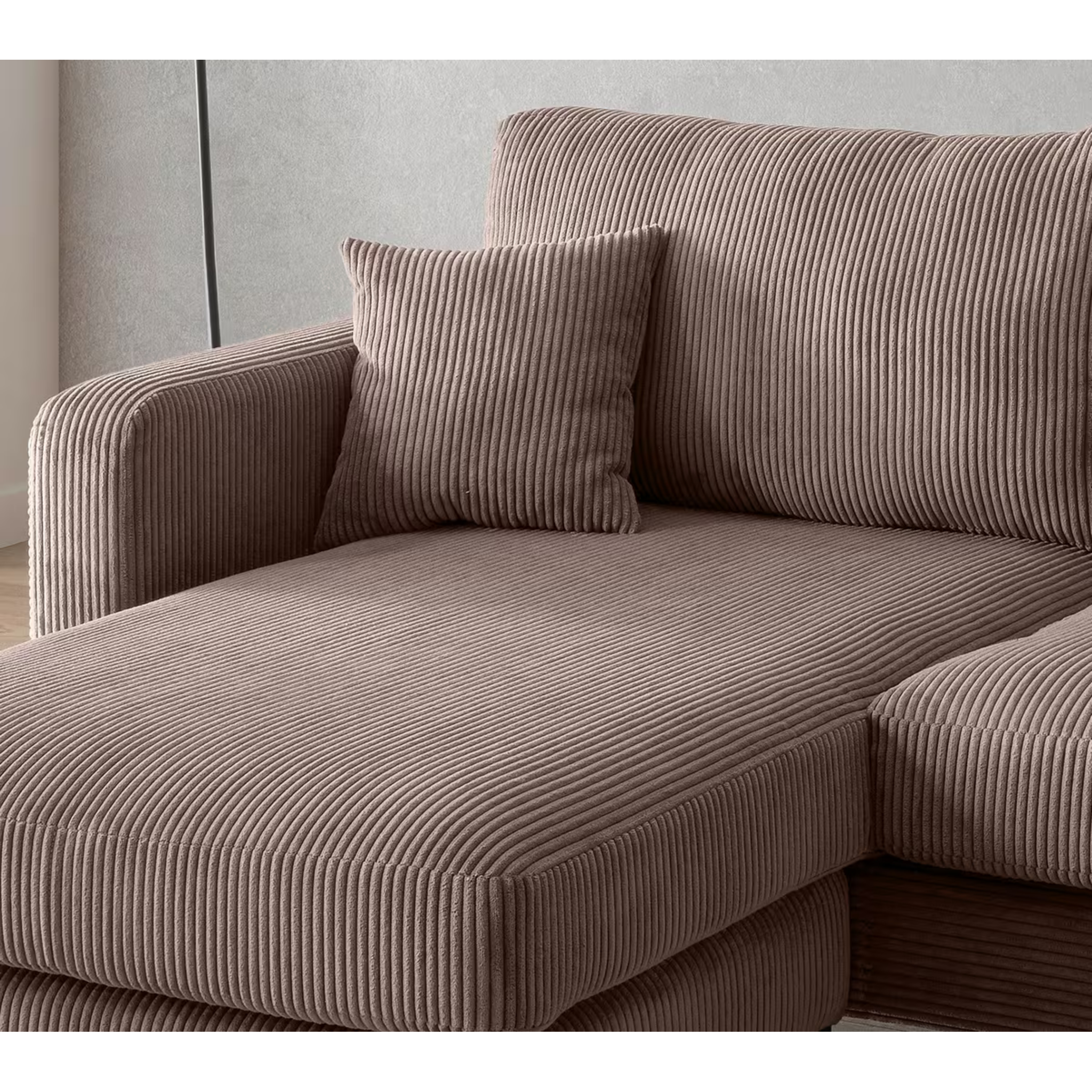 Ecksofa Eliza in Cord grau-braun