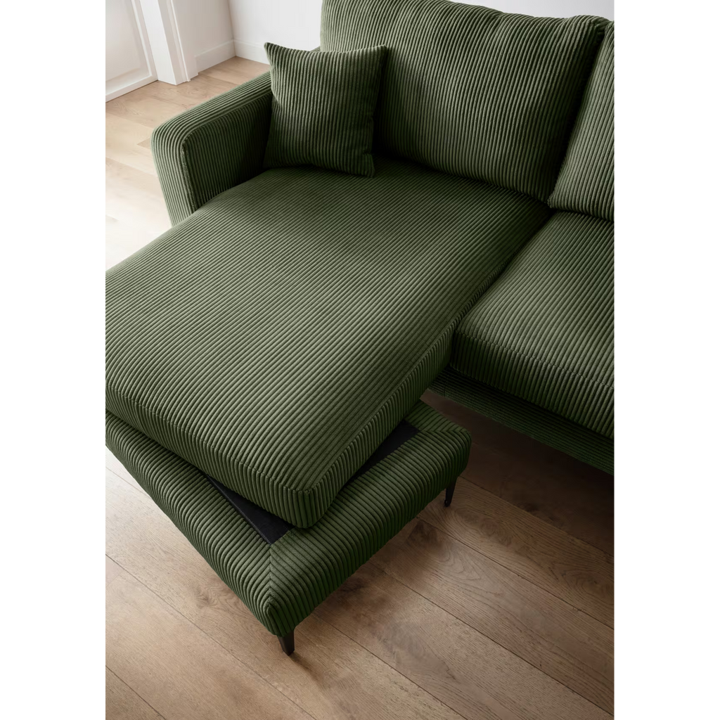 Ecksofa Eliza in Cord grün