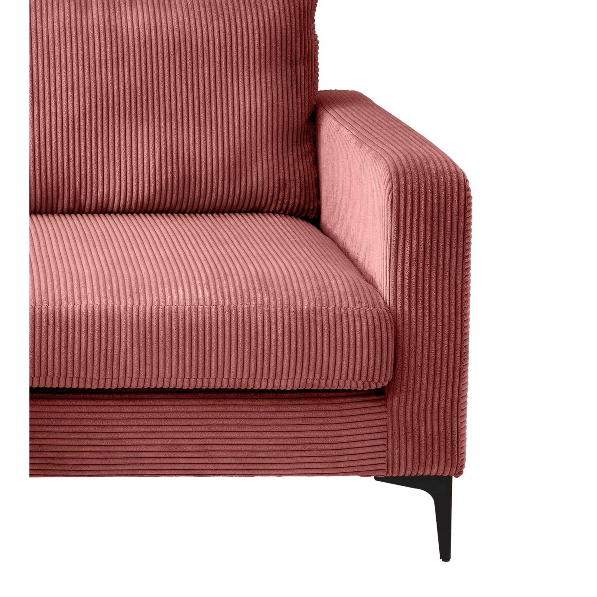 Canapé d'angle Eliza en velours côtelé corail