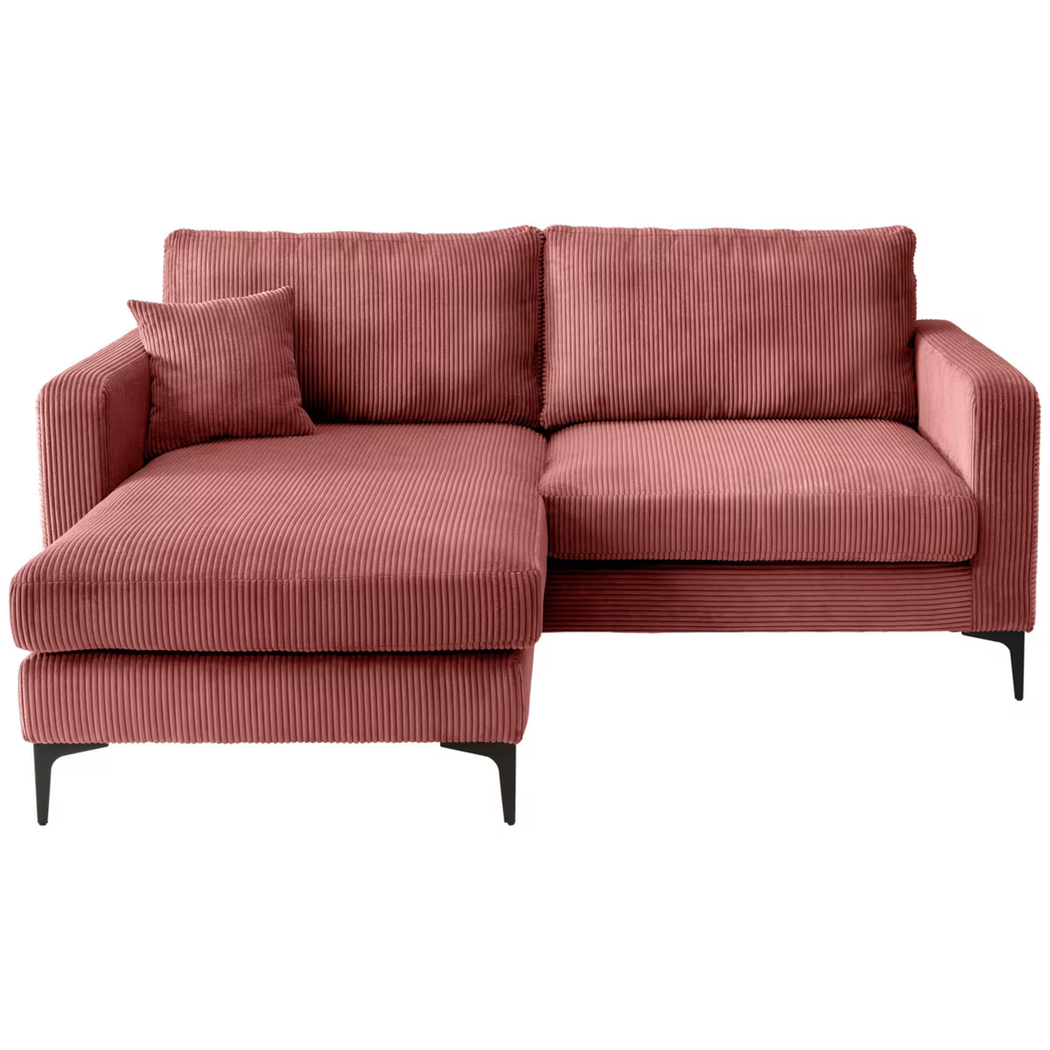 Canapé d'angle Eliza en velours côtelé corail