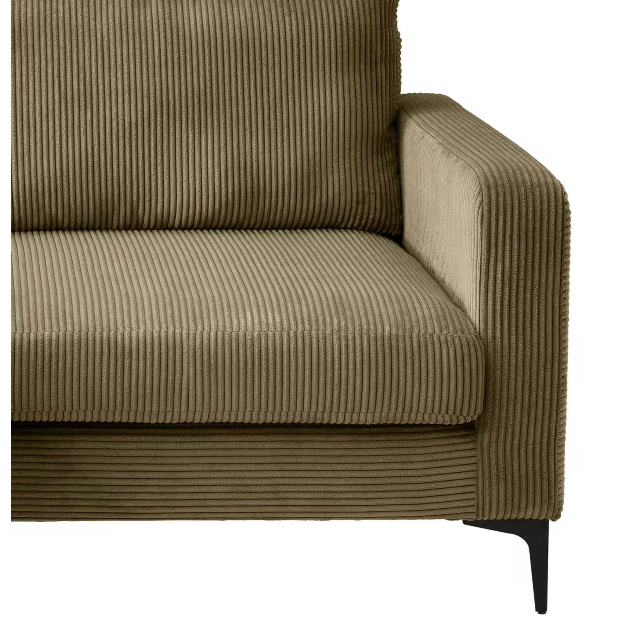 Canapé d'angle Eliza en velours côtelé vert olive