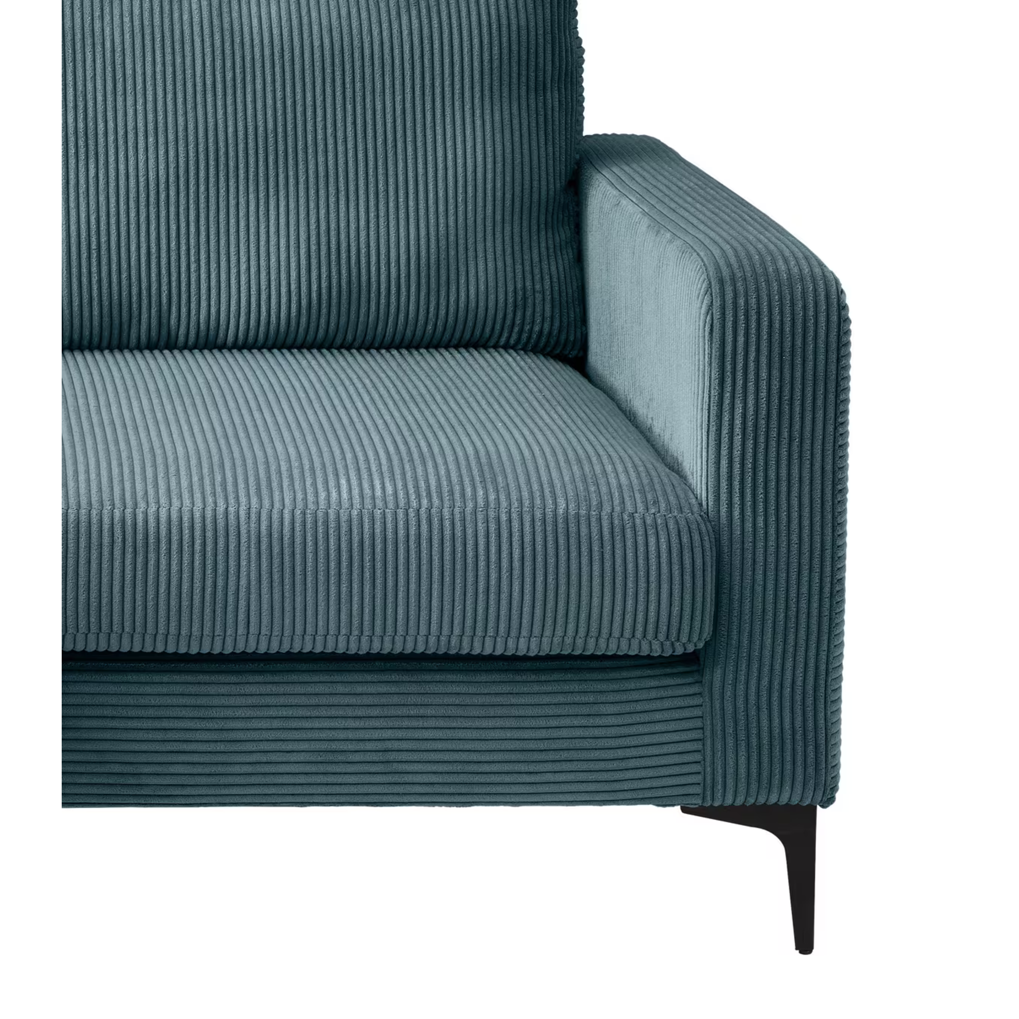 Canapé d'angle Eliza en velours côtelé pétrole