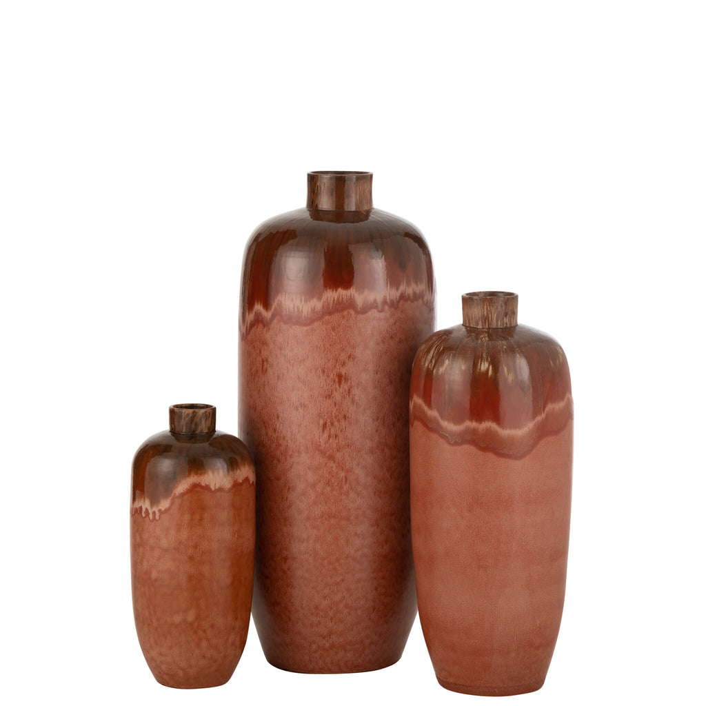 Vase Aline en céramique brun rouille, grand modèle 89 cm