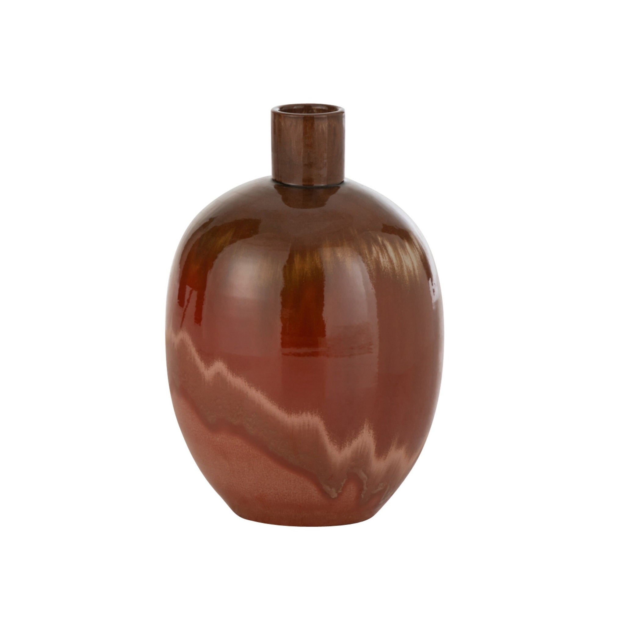 Vase ovale Aline en céramique brun rouille, petit modèle de 35 cm